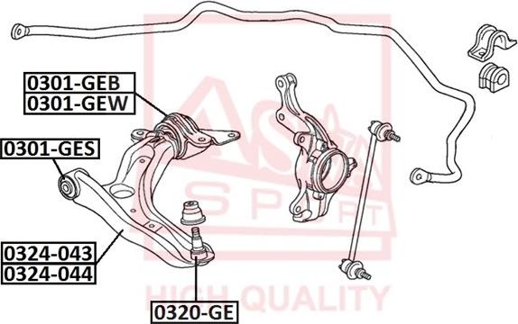 ASVA 0324-044 - Рычаг подвески колеса autospares.lv