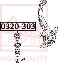 ASVA 0320-303 - Шаровая опора, несущий / направляющий шарнир autospares.lv