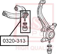 ASVA 0320-313 - Шаровая опора, несущий / направляющий шарнир autospares.lv