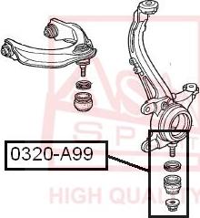 ASVA 0320-A99 - Шаровая опора, несущий / направляющий шарнир autospares.lv