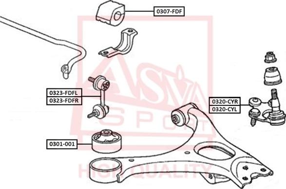 ASVA 0323-FDFL - Тяга / стойка, стабилизатор autospares.lv