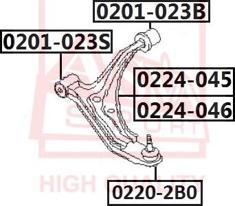 ASVA 0201-023B - Сайлентблок, рычаг подвески колеса autospares.lv