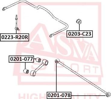 ASVA 0203-C23 - Втулка амортизатора, подушка autospares.lv