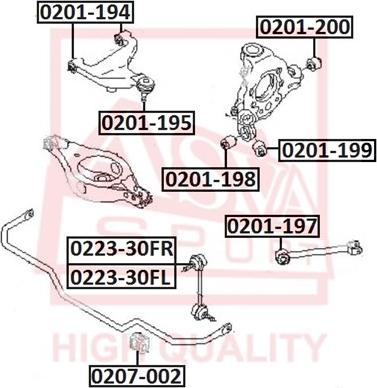 ASVA 0201-200 - Сайлентблок, рычаг подвески колеса autospares.lv