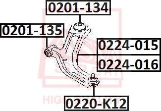 ASVA 0201-135 - Сайлентблок, рычаг подвески колеса autospares.lv