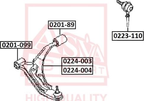 ASVA 0224-004 - Рычаг подвески колеса autospares.lv