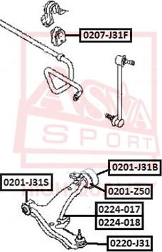 ASVA 0201-J31B - Сайлентблок, рычаг подвески колеса autospares.lv