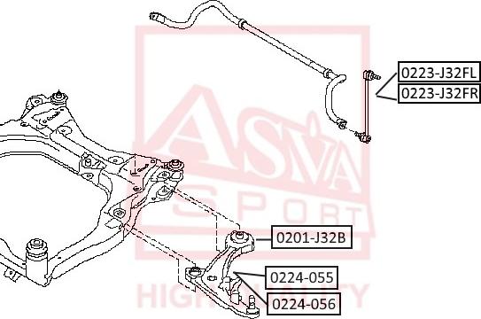 ASVA 0223-J32FR - Тяга / стойка, стабилизатор autospares.lv