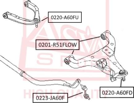 ASVA 0201-R51FLOW - Сайлентблок, рычаг подвески колеса autospares.lv