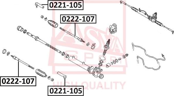 ASVA 0222-107 - Осевой шарнир, рулевая тяга autospares.lv