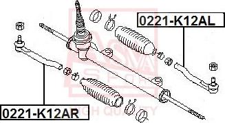 ASVA 0221-K12AR - Наконечник рулевой тяги, шарнир autospares.lv