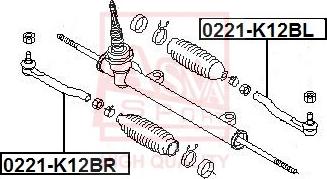 ASVA 0221-K12BR - Наконечник рулевой тяги, шарнир autospares.lv