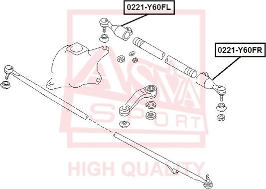 ASVA 0221-Y60FR - Наконечник рулевой тяги, шарнир autospares.lv