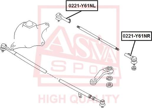 ASVA 0221-Y61NL - Наконечник рулевой тяги, шарнир autospares.lv