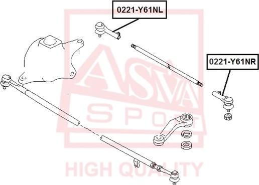 ASVA 0221-Y61NR - Наконечник рулевой тяги, шарнир autospares.lv
