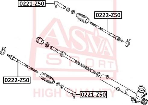 ASVA 0222-Z50 - Осевой шарнир, рулевая тяга autospares.lv