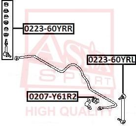 ASVA 0223-60YRR - Тяга / стойка, стабилизатор autospares.lv