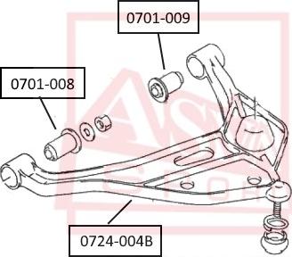 ASVA 0701-009 - Сайлентблок, рычаг подвески колеса autospares.lv