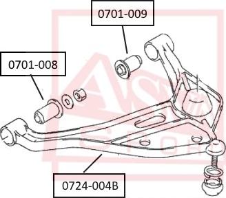 ASVA 0701-008 - Сайлентблок, рычаг подвески колеса autospares.lv