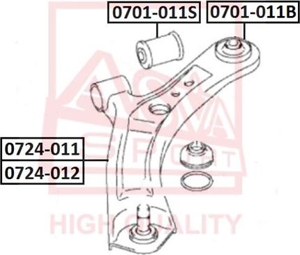 ASVA 0701-011S - Сайлентблок, рычаг подвески колеса autospares.lv