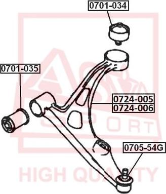 ASVA 0701-035 - Сайлентблок, рычаг подвески колеса autospares.lv