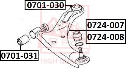 ASVA 0701-030 - Сайлентблок, рычаг подвески колеса autospares.lv