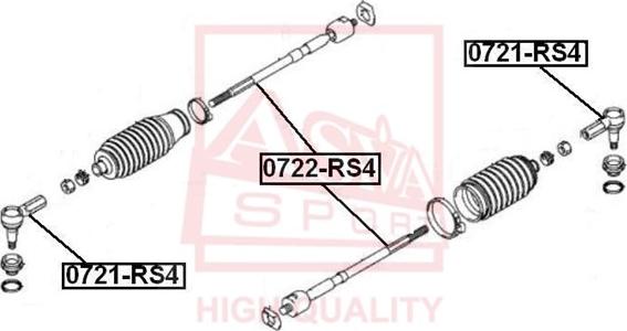 ASVA 0721-RS4 - Наконечник рулевой тяги, шарнир autospares.lv