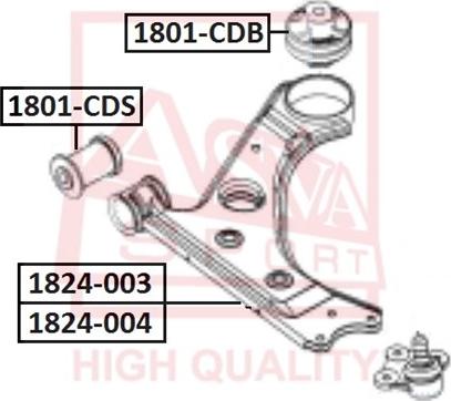 ASVA 1801-CDB - Сайлентблок, рычаг подвески колеса autospares.lv