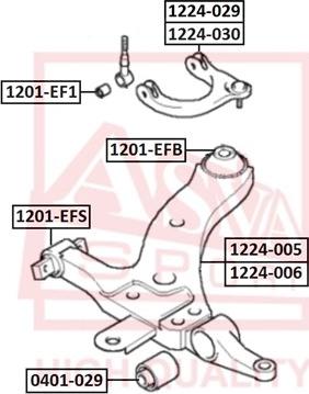 ASVA 1201-EFB - Сайлентблок, рычаг подвески колеса autospares.lv