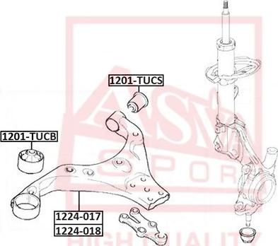 ASVA 1201-TUCS - Сайлентблок, рычаг подвески колеса autospares.lv