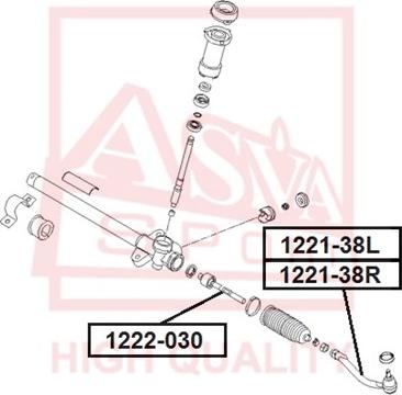 ASVA 1221-38R - Наконечник рулевой тяги, шарнир autospares.lv