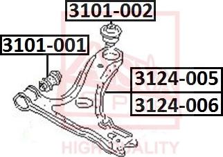 ASVA 3101-001 - Сайлентблок, рычаг подвески колеса autospares.lv