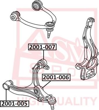 ASVA 2001-006 - Сайлентблок, рычаг подвески колеса autospares.lv