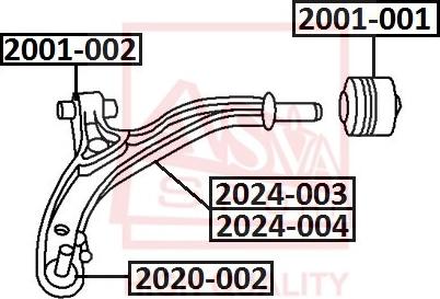 ASVA 2001-001 - Сайлентблок, рычаг подвески колеса autospares.lv