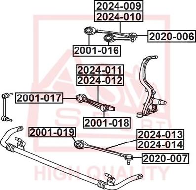 ASVA 2001-016 - Сайлентблок, рычаг подвески колеса autospares.lv