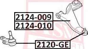 ASVA 2120-GE - Шаровая опора, несущий / направляющий шарнир autospares.lv