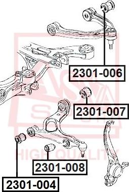 ASVA 2301-006 - Сайлентблок, рычаг подвески колеса autospares.lv