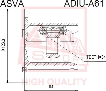 ASVA ADIU-A61 - Шарнирный комплект, ШРУС, приводной вал autospares.lv