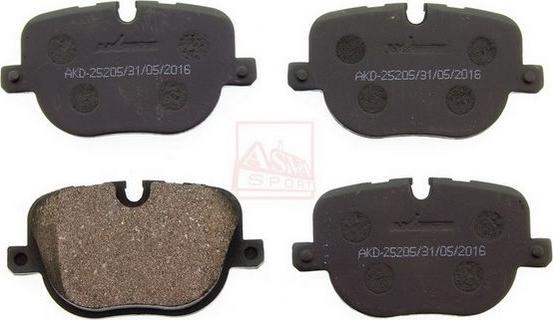 ASVA AKD-25205 - Тормозные колодки, дисковые, комплект autospares.lv