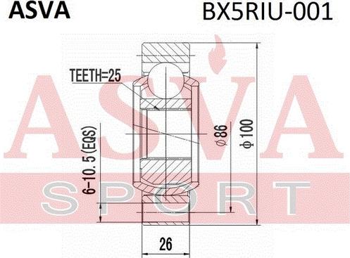 ASVA BX5RIU-001 - Шарнирный комплект, ШРУС, приводной вал autospares.lv