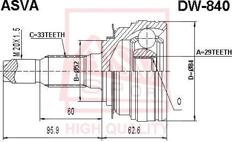 ASVA DW-840 - Шарнирный комплект, ШРУС, приводной вал autospares.lv