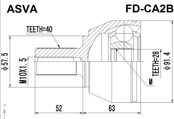 ASVA FD-CA2B - Шарнирный комплект, ШРУС, приводной вал autospares.lv