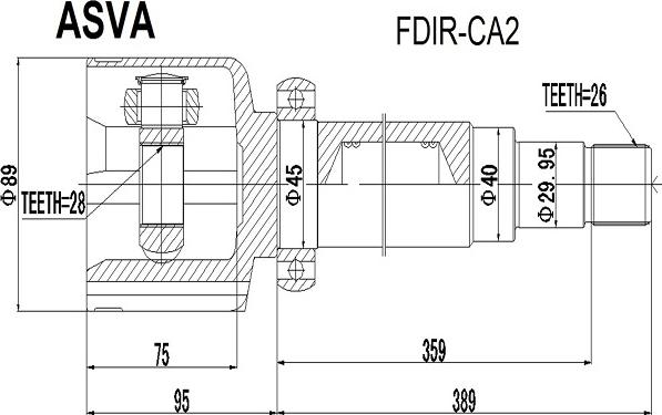 ASVA FDIR-CA2 - Шарнирный комплект, ШРУС, приводной вал autospares.lv