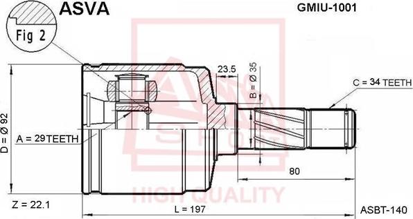 ASVA GMIU-1001 - Шарнирный комплект, ШРУС, приводной вал autospares.lv