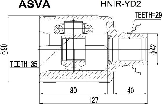 ASVA HNIR-YD2 - Шарнирный комплект, ШРУС, приводной вал autospares.lv