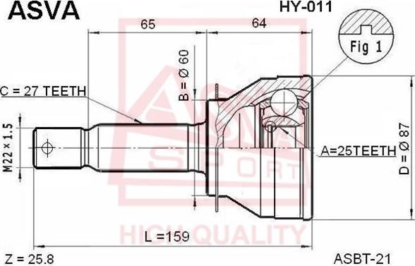 ASVA HY-011 - Шарнирный комплект, ШРУС, приводной вал autospares.lv