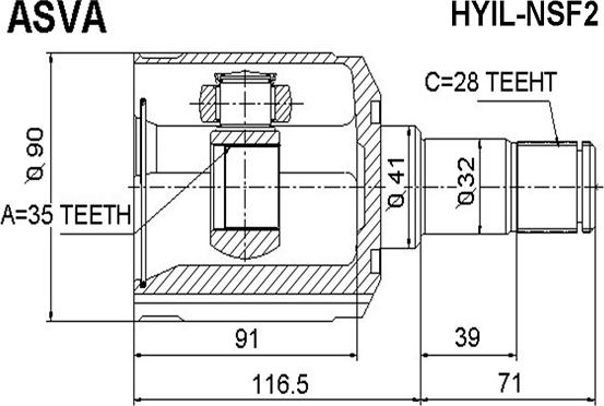 ASVA HYIL-NSF2 - Шарнирный комплект, ШРУС, приводной вал autospares.lv