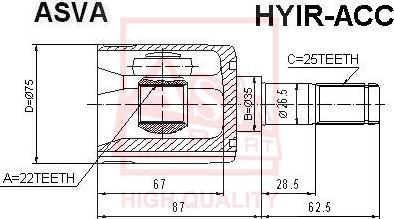 ASVA HYIR-ACC - Шарнирный комплект, ШРУС, приводной вал autospares.lv