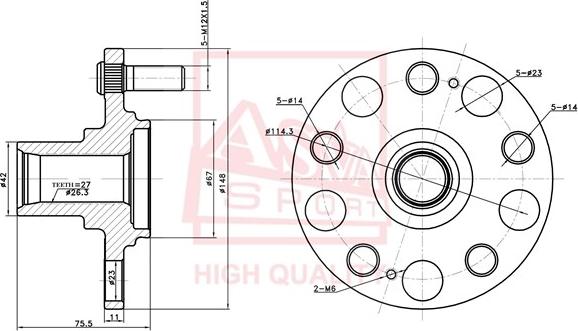 ASVA HYWH-SANR - Ступица колеса, поворотный кулак autospares.lv