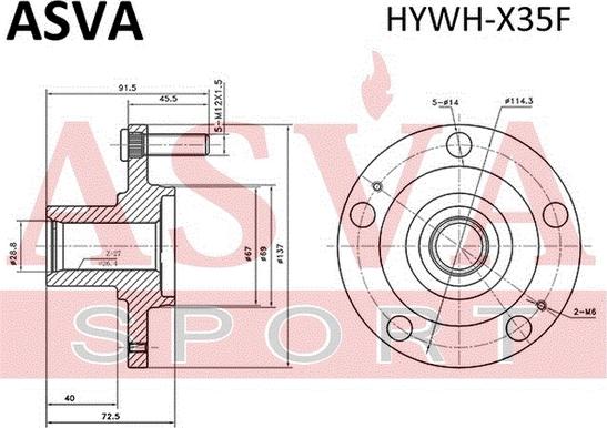 ASVA HYWH-X35F - Ступица колеса, поворотный кулак autospares.lv